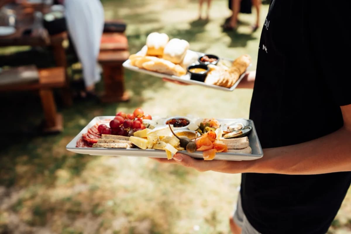 Cheese and bread platters at Waipara Springs