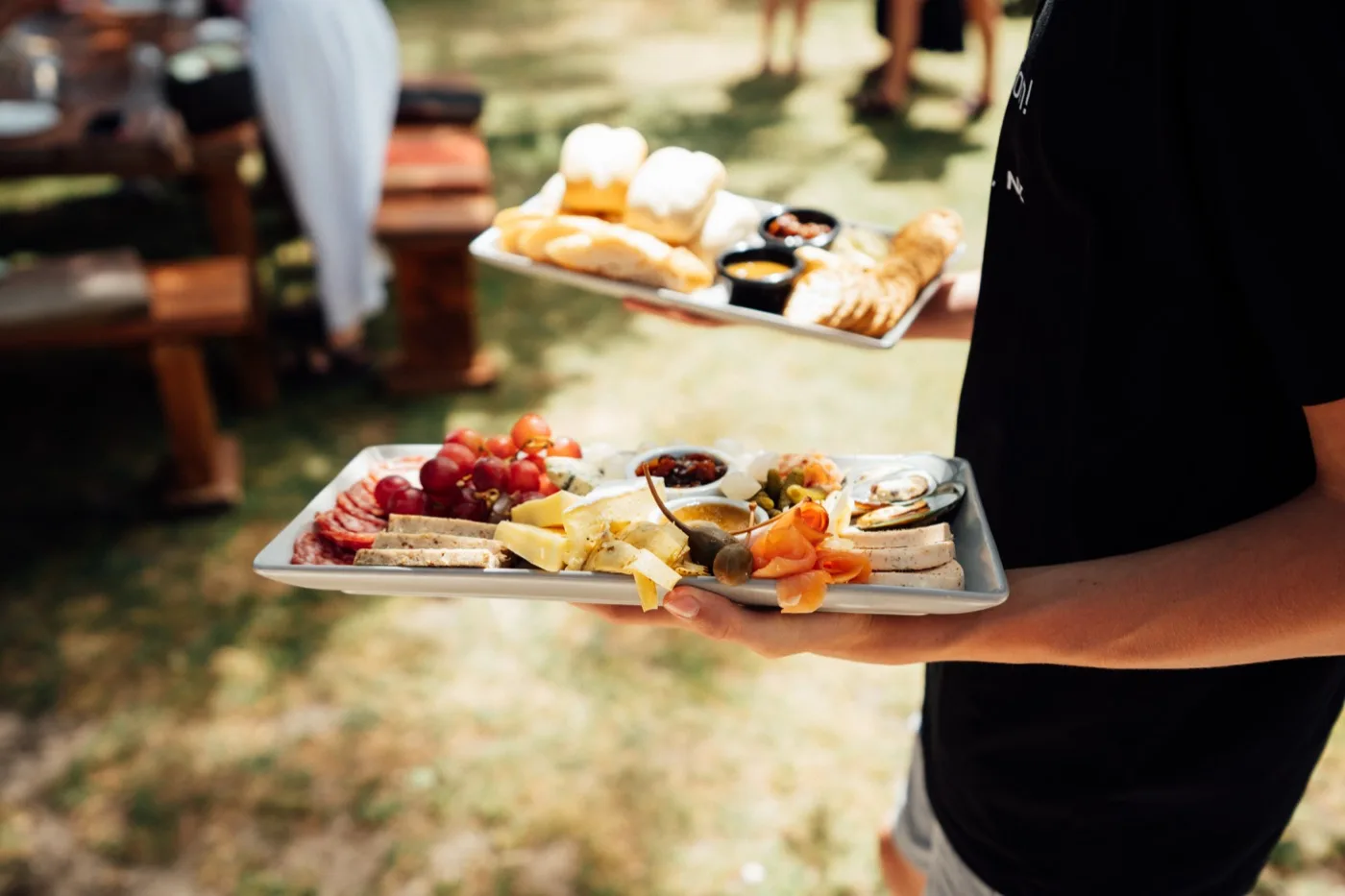 Cheese and bread platters